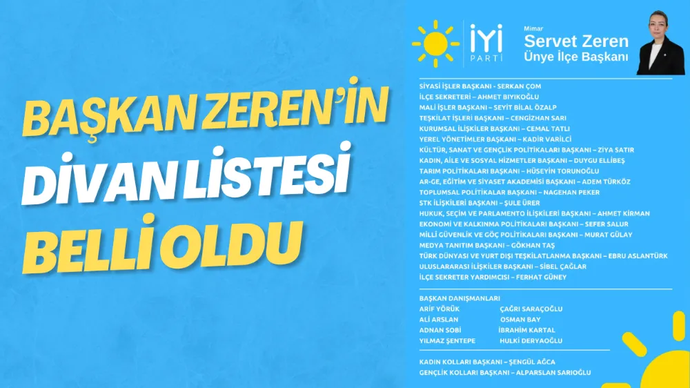 İYİ PARTİ ÜNYE İLÇE TEŞKİLATI’NDA GÖREV DAĞILIMI BELLİ OLDU