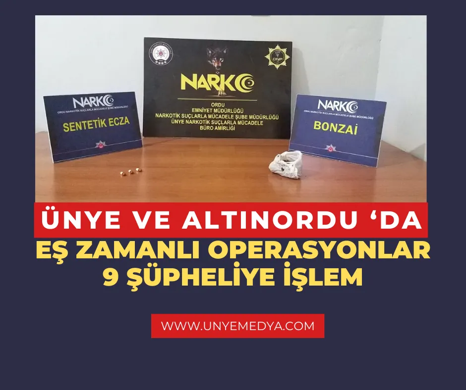 ÜNYE VE ALTINORDU DA EŞ ZAMANLI OPERASYONLAR 9 KİŞİYE İŞLEM