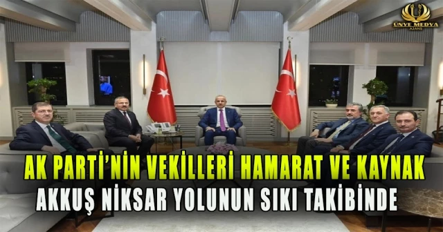 AK PARTİ’NİN VEKİLLERİ HAMARAT VE KAYNAK AKKUŞ NİKSAR YOLUNUN SIKI TAKİBİNDE