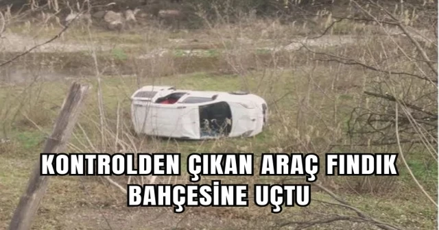 KONTROLDEN ÇIKAN ARAÇ FINDIK BAHÇESİNE UÇTU