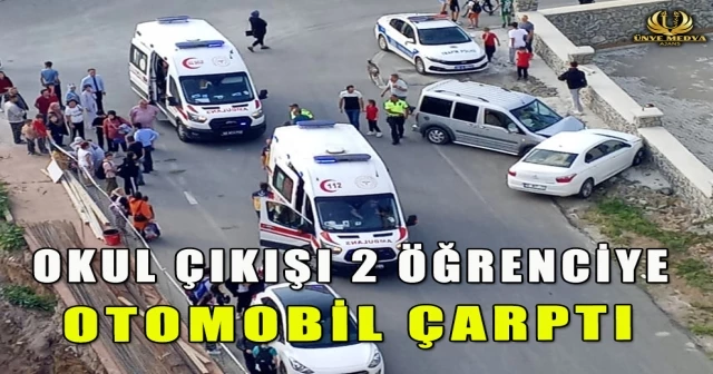 OKUL ÇIKIŞI 2 ÖĞRENCİYE OTOMOBİL ÇARPTI