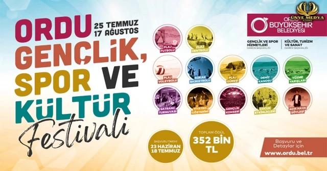 ORDU GENÇLİK SPOR VE KÜLTÜR FESTİVALİ BAŞLIYOR