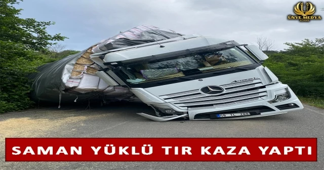 SAMAN YÜKLÜ TIR KAZA YAPTI