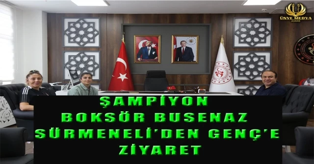 ŞAMPİYON BOKSÖR BUSENAZ SÜRMENELİ’DEN GENÇ’E ZİYARET